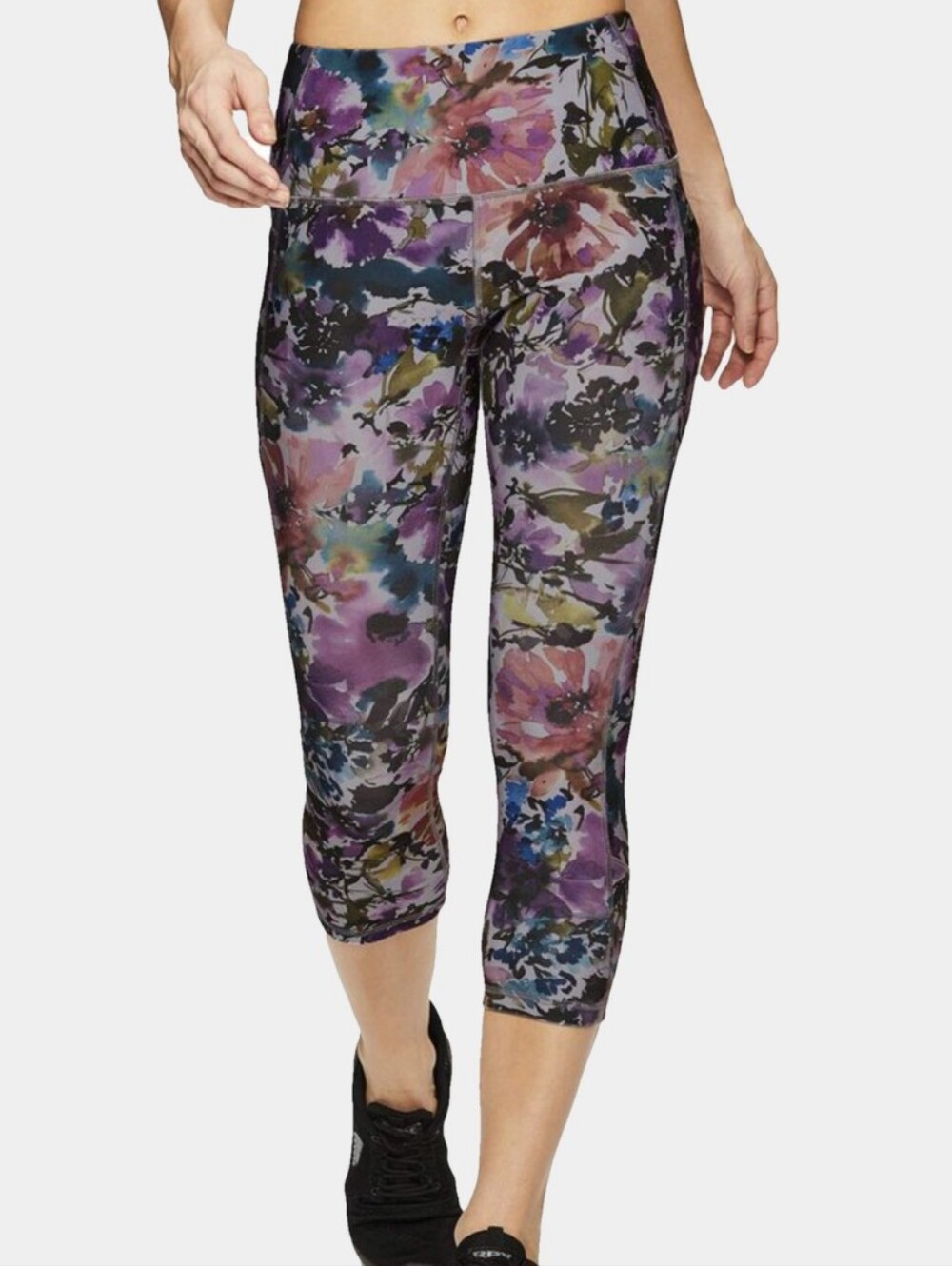 RBX Active Watercolor Floral Athletic Capri Leggings Size L